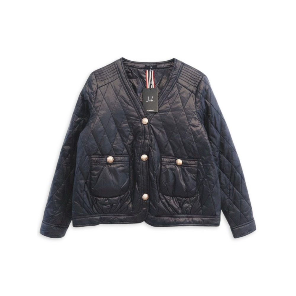 Joh Apparel Quilted Jacket Women L Old Money Equestrian Quiet Luxury Black NWT